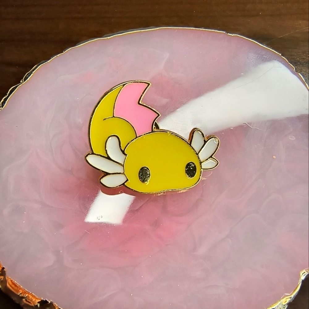 Cute Yellow and Pink Enamel Pin Axolotl Women's Jewelry
